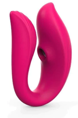 Match vibrador de casal sugador e com controle - Rosa