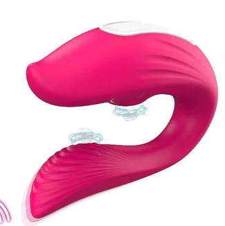Match vibrador de casal sugador e com controle - Rosa