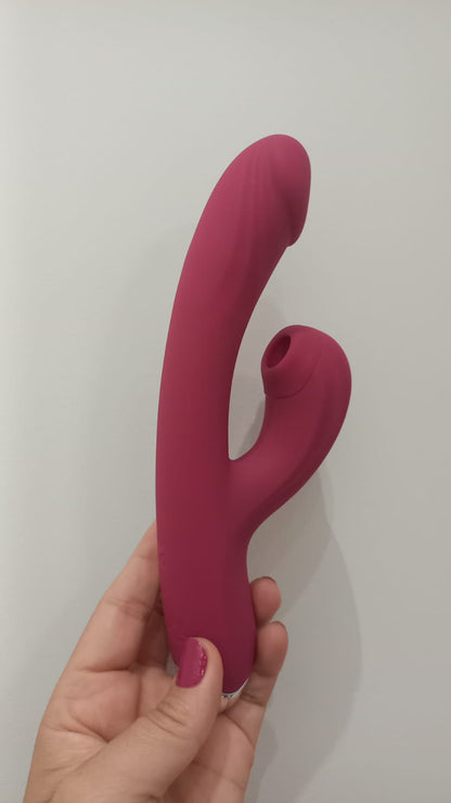 Vibrador Duplo Penetração e Sucção 10 Modos – Estímulo Ponto G e Clitóris