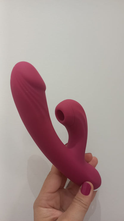 Vibrador Duplo Penetração e Sucção 10 Modos – Estímulo Ponto G e Clitóris