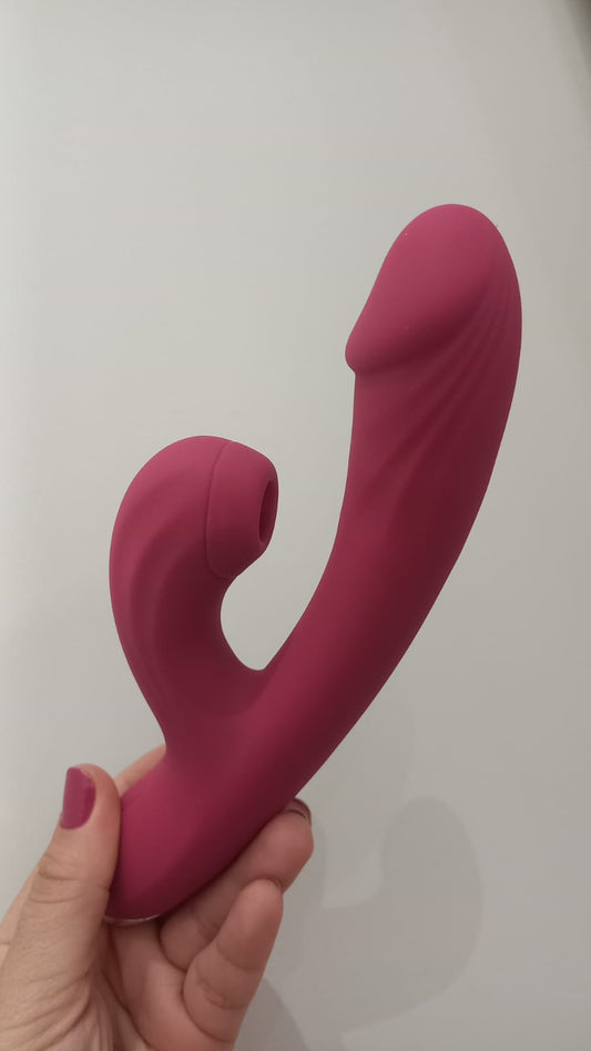 Vibrador Duplo Penetração e Sucção 10 Modos – Estímulo Ponto G e Clitóris
